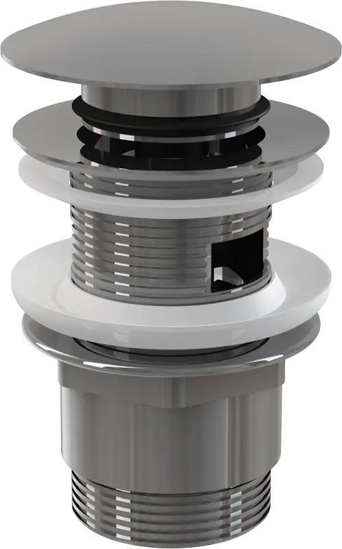 Донный клапан для раковины Alcadrain click/clack 5/4", цельнометаллический с большой заглушкой, хром (A390)