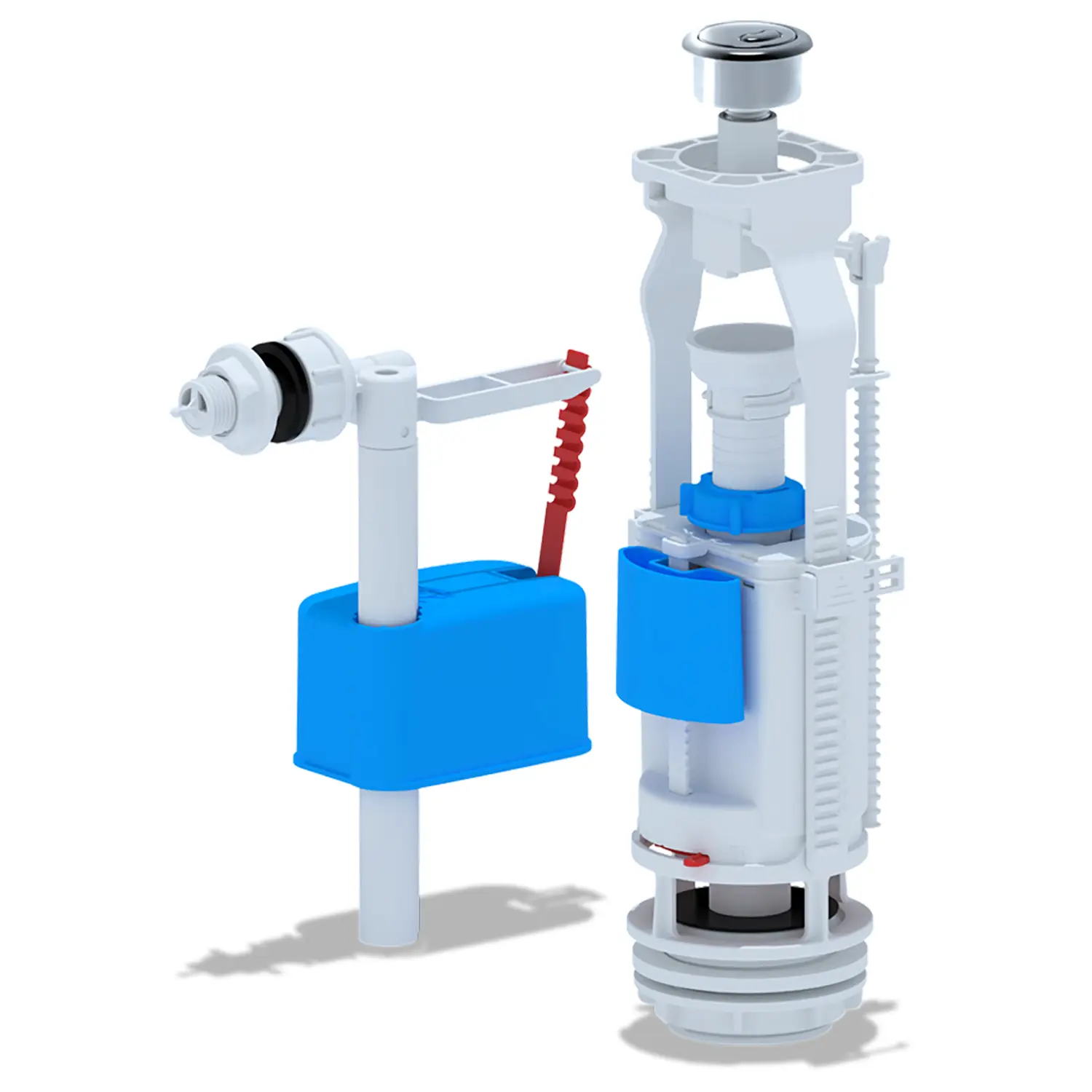 Набор с боковой подводкой Ани Пласт G 1/2", с пластиковым штуцером двойная металлизированная кнопка эконом (WC3050M)