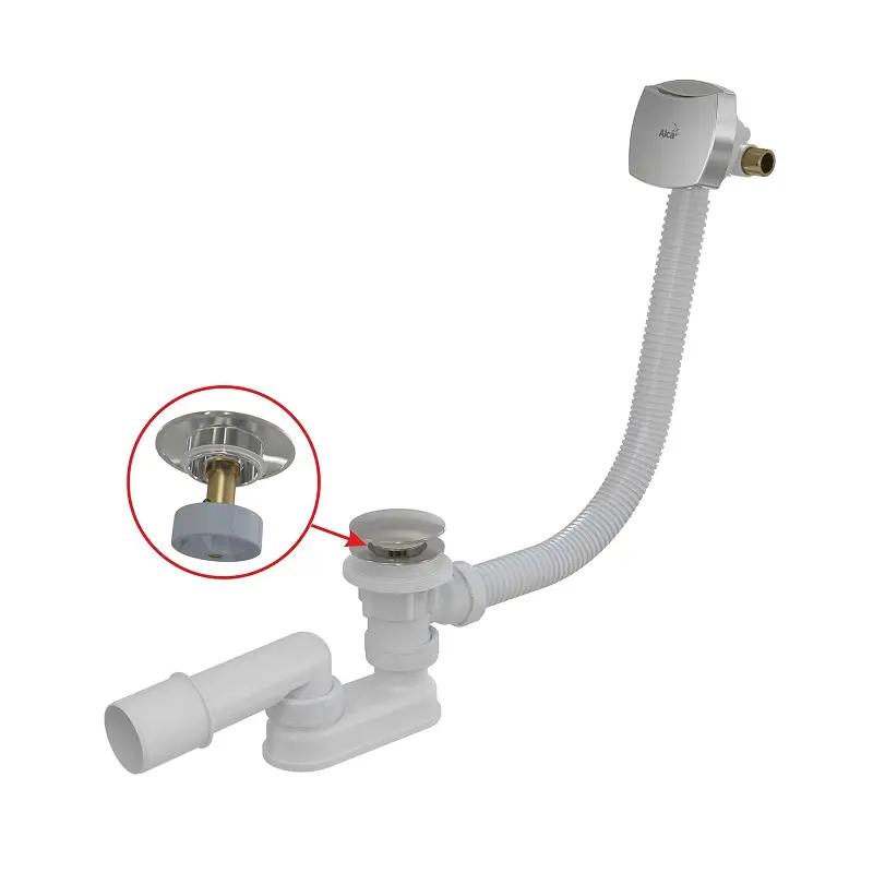 Слив-перелив Alcadrain для ванны, Click/Clack, с напуском воды через перелив, хром (A508CKM)