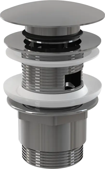 Донный клапан для раковины Alcadrain click/clack 5/4", цельнометаллический с большой заглушкой, хром (A390)