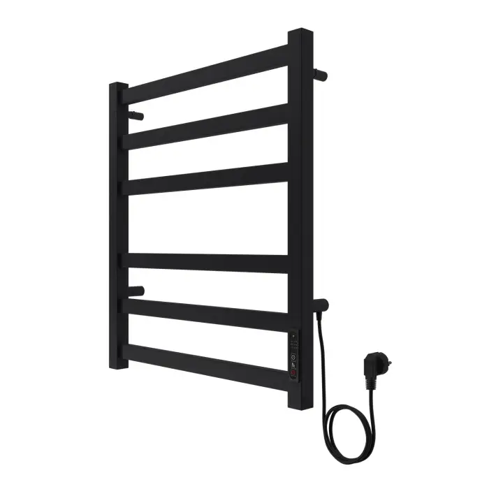 Полотенцесушитель электрический AZARIO PALERMO 500/600 квадрат, 6 секций, диммер справа, черный (AZ83856B)