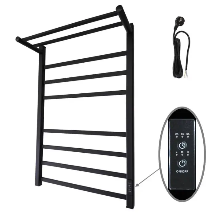 Полотенцесушитель электрический Маргроид 100х50 Вид 81/10 Р профильный с полкой, черный матовый