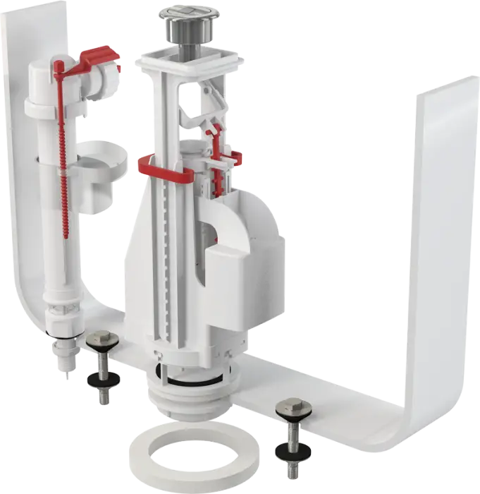 Выпускной комплект Alcaplast с двойной кнопкой, впускной механизм А17, подключение 3/8", цвет кнопки хром (SA08AS 3/8" CHROM)