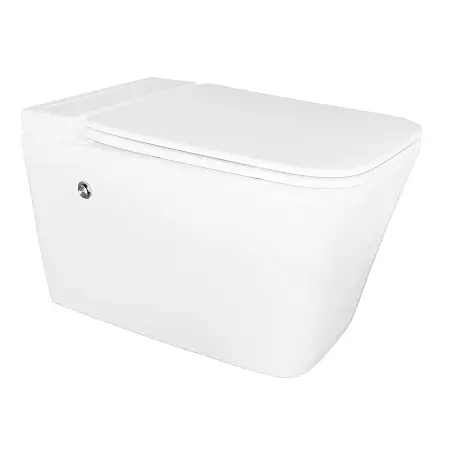 Унитаз импульсный Azario 360х590х380 подвесной, квадратный, быстросъемное сиденье микролифт, монтажная рама в комплекте (AZ-101C)