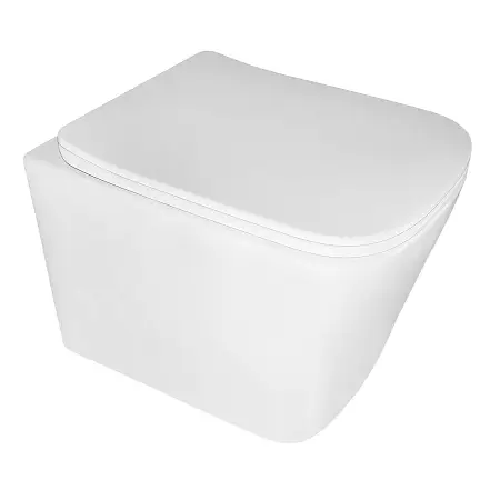 Унитаз подвесной Azario Cascad M 490x345x325 безободковый, система смыва "Скрытое Торнадо", с быстросъемным сиденьем микролифт (AZ-10002)