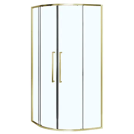 Душевое ограждение Azario SHANGHAI 900х900х1950 четверть круга, прозрачное стекло 6 мм, профиль брашированное золото (AZ-S43-90-BGL-CL)