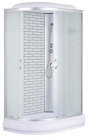 Душевая кабина Loranto 120х80х215 поддон 20 см, белый кирпичный узор, стекло 4 мм, профиль хром (CS-66120-20R FW 120)