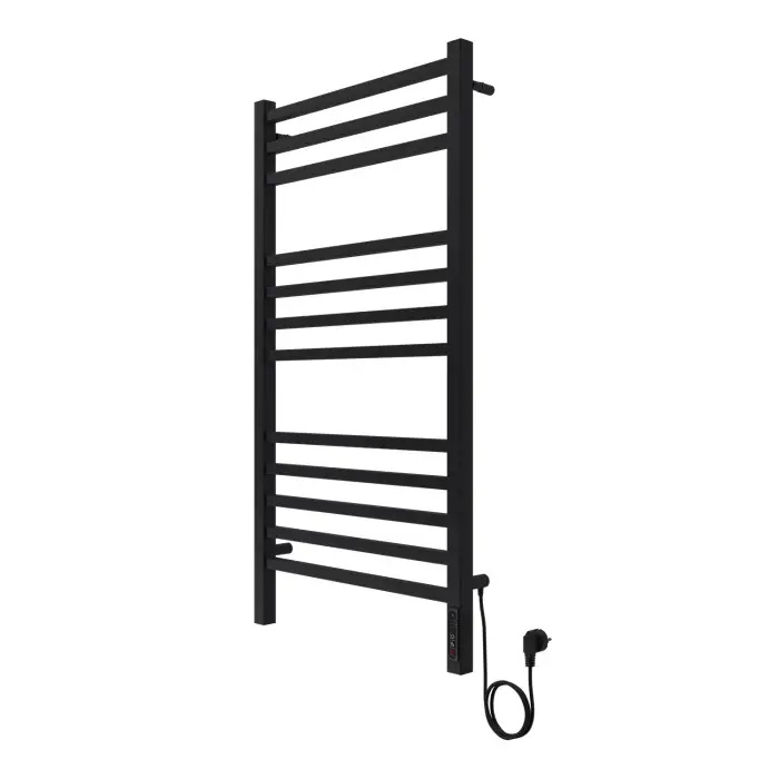 Полотенцесушитель электрический AZARIO ANCONA 500/1000 квадрат, 12 секций, диммер справа, черный (AZ71850B)