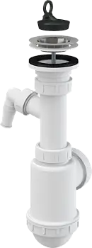 Сифон для мойки Alcadrain с нержавеющей решеткой и штуцером (A441P -DN50/40)