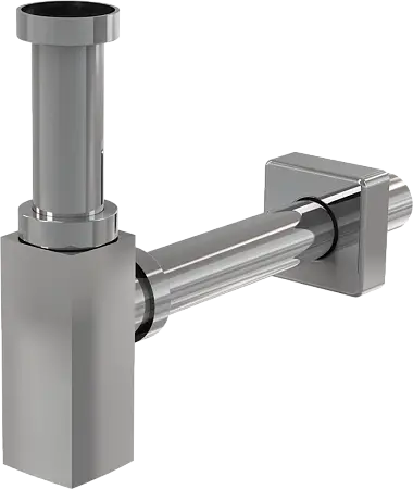 Сифон для раковины Alcadrain DESIGN 32 мм, цельнометаллический, квадратный, хром (A401)