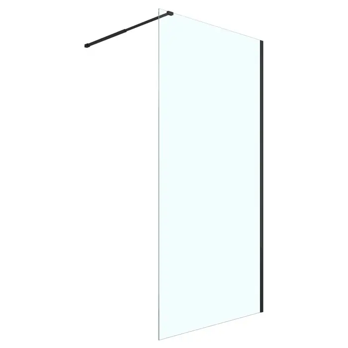Душевая перегородка Loranto Walk-in 90x200 регулируемый кронштейн 70-100 мм, прозрачное стекло 8 мм, профиль черный матовый (CS-W04B-90)