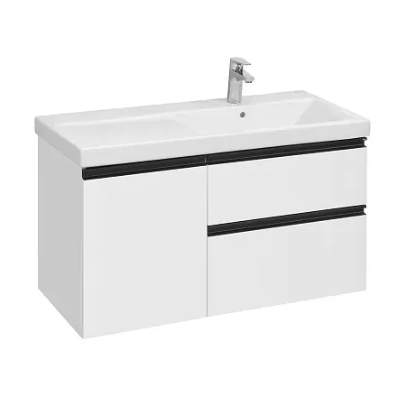 Тумба под раковину Roca DOMI 1000 мм, правая, подвесная, 2 ящика, белый глянец (A857478806)