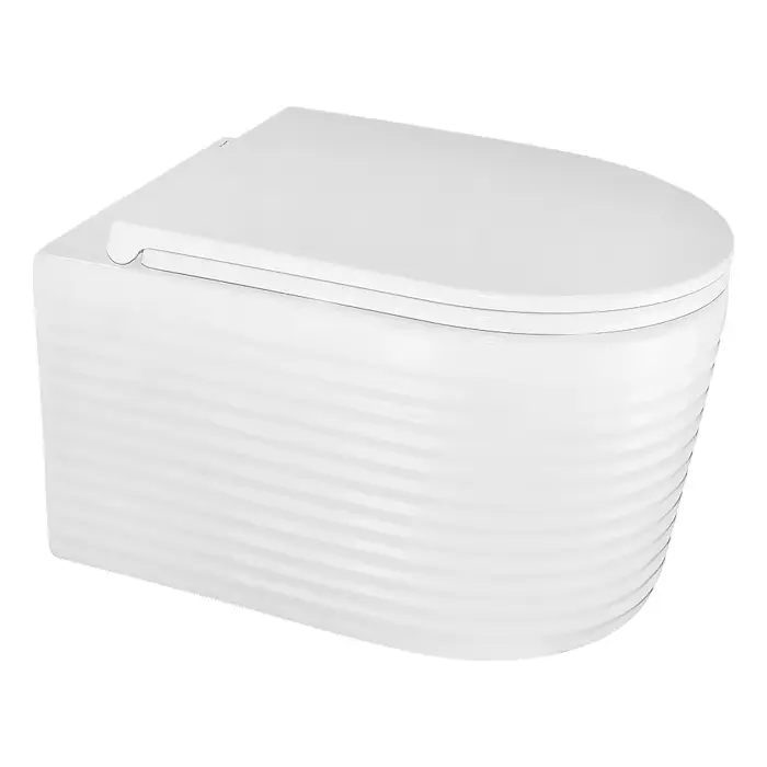 Унитаз подвесной Azario LUZIO 365х495х360 безободковый, рельефный, слив "Скрытое Торнадо", с быстросъемным сиденьем "Микролифт" (AZ-098-UQ)