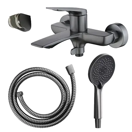Смеситель для ванны Azario Ларси с ручным душем, керамический картридж, шланг 150 см, графит (AZ-K3049GR)