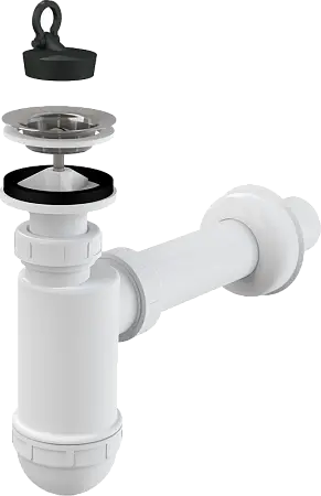 Сифон для раковины Alcadrain 32 мм с нержавеющей peшeткой 63 мм (A410)