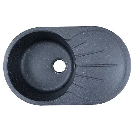 Кухонная мойка AZARIO Perla 730x450x190 искусственный мрамор, с "крылом", сифон в комплекте, цвет черный (CS00105242)