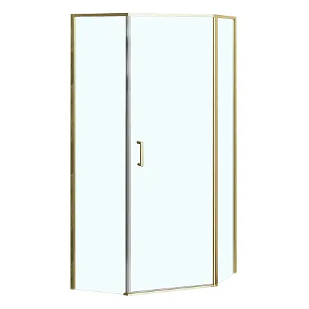 Душевое ограждение Azario SAKURA 1000х1000х1950 прозрачное стекло 6 мм, профиль брашированное золото (AZ-21C-100-BGL-CL)