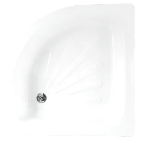 Поддон Loranto стальной, полукруглый 80х80х15 толщина стали 0,9 мм, отверстие для слива 5 см, белый (LG800C)