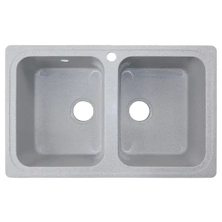Кухонная мойка AZARIO Alba 780x490x190 двойная, искусственный мрамор, сифон в комплекте, цвет серый (CS00105219)