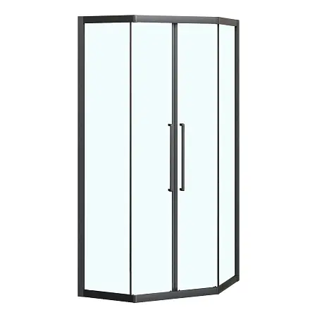 Душевое ограждение Azario OSAKA 1000х1000х1950 две сдвижные двери, прозрачное стекло 5 мм, профиль черный матовый (AZ-092K2-100-MB-CL)