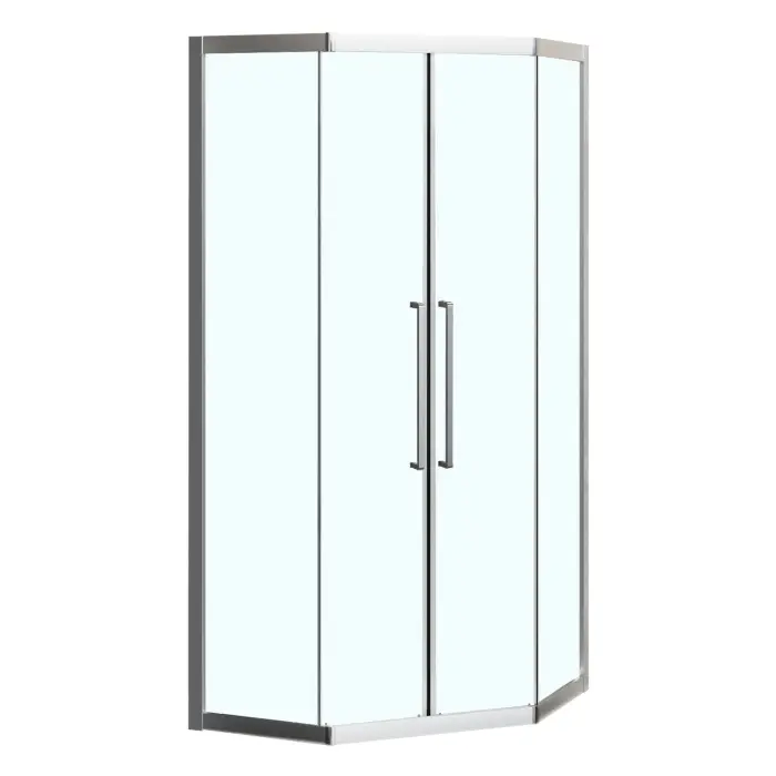 Душевое ограждение Azario OSAKA 1000х1000х1950 две сдвижные двери, прозрачное стекло 5 мм, профиль хром (AZ-092K2-100-CH-CL)