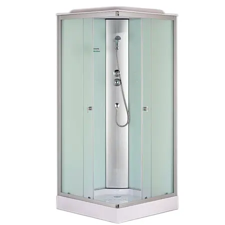 Душевая кабина Loranto CS-6491F 900х900х2150 белая, прозрачное стекло 4мм, поддон 13см, профиль сатин (CS-6491F(CS-8072), 90*90*215)