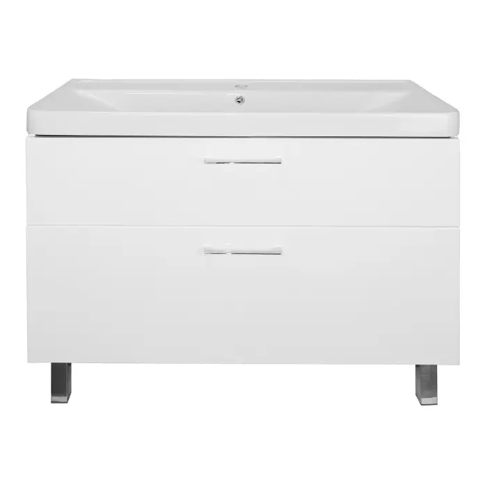 Комплект Тумба Azario Ника 100 Н 1000х475х860 напольная, с раковиной Monte 100, белый глянцевый (CS00089955)