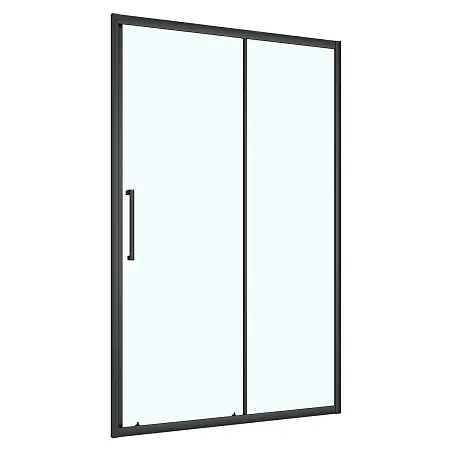 Душевая дверь Loranto 140x190 раздвижная, универсальная, прозрачное стекло 6 мм, профиль черный матовый (CS-AB03B-140)
