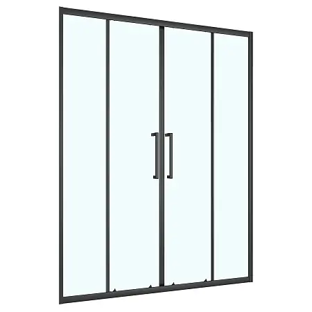 Душевая дверь Loranto 150x190 раздвижная, прозрачное стекло 6 мм, профиль черный матовый (CS-AB04B-150)
