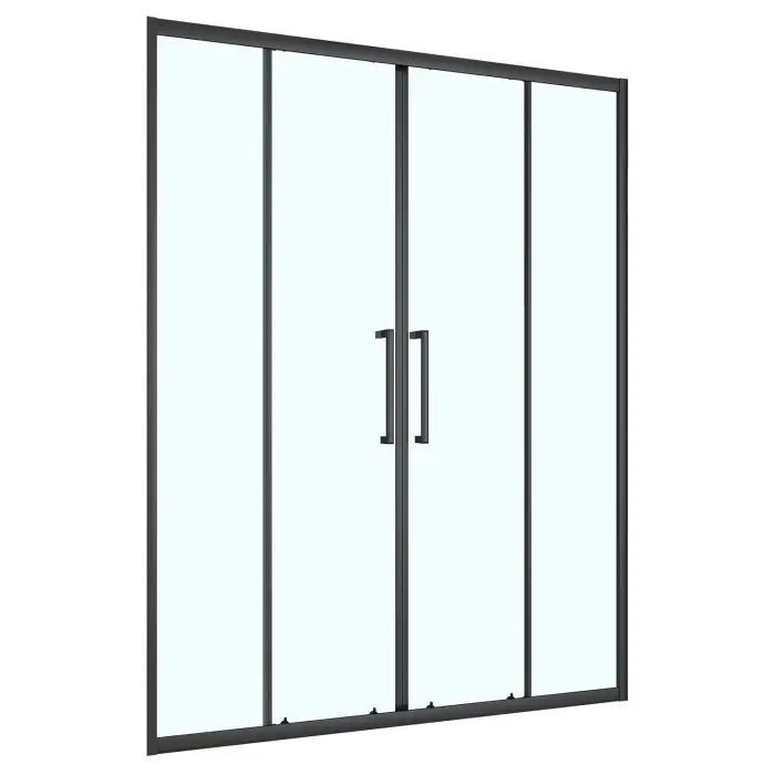 Душевая дверь Loranto 150x190 раздвижная, прозрачное стекло 6 мм, профиль черный матовый (CS-AB04B-150)