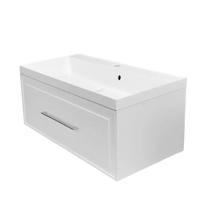 Комплект Тумба Azario Belloni 100 1000х450х400 подвесная, с раковиной Астория 100, белый матовый (CS00098072)