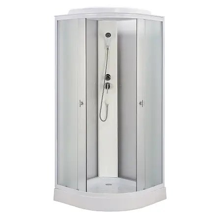 Душевая кабина Loranto 90x90x215 поддон 13 см, 4 мм матовое стекло, профиль и задняя стенка белого цвета (CS-981ТМ/W)