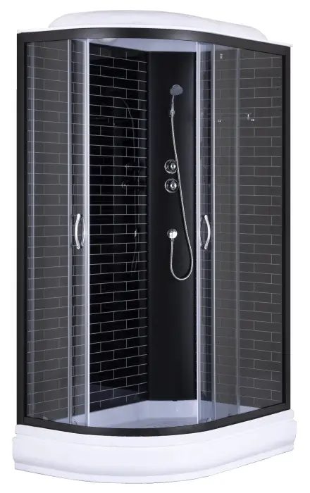 Душевая кабина Loranto 120х80х215 поддон 20 см, черный кирпичный узор, серое стекло 4 мм, профиль черный (CS-66120-20R GB 120)