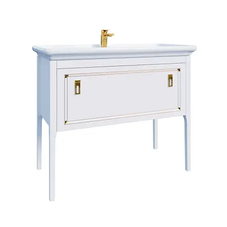 Комплект Тумба Azario RIO 105/1Н напольная, с раковиной Дуглас 105, ручки золото, цвет белый глянцевый (CS00096985)