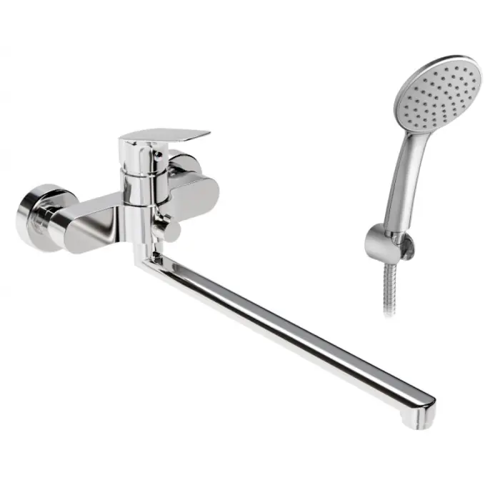 Смеситель для ванны Santek Таос с ручным душем, длинный излив, керамический картридж, хром (WH5A12009C001)