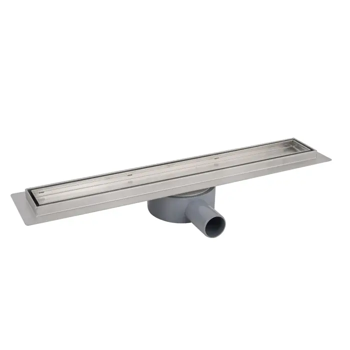 Душевой лоток AZARIO 500 мм, D40(50), решетка из нержавеющей стали "под плитку", металлический желоб, поворот 360°, комбинированный затвор (AZT3TILE500)