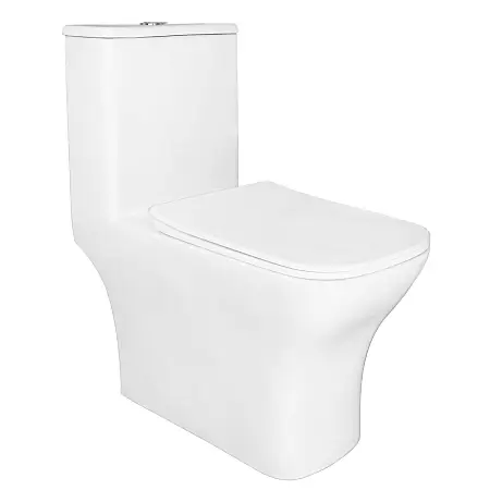 Унитаз моноблок с функцией биде Azario Лоди 350х665х750 напольный, безободковый, горизонтальный слив, сиденье дюропласт микролифт (AZ-8617B)