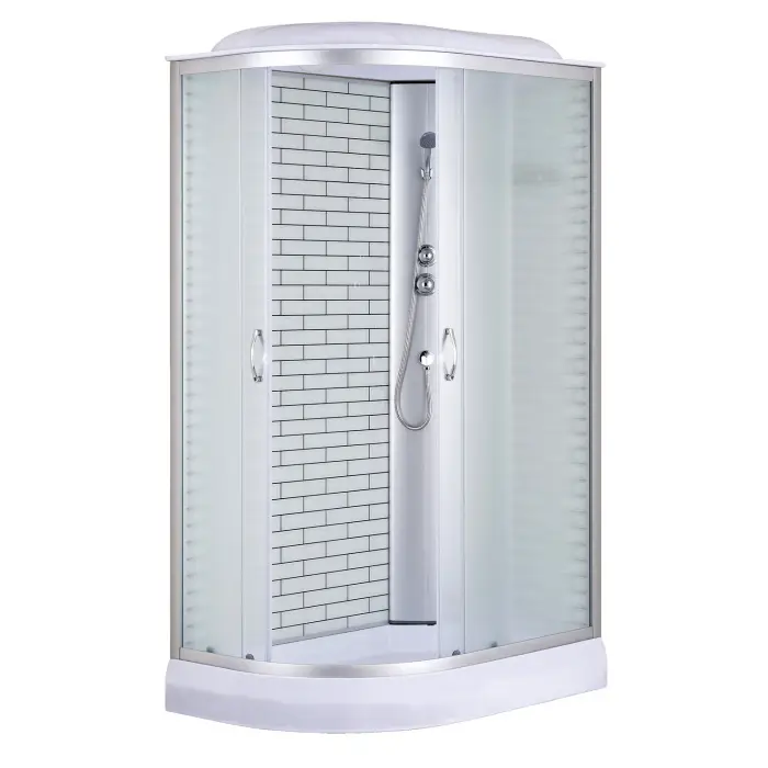Душевая кабина Loranto 120х80х215 правосторонняя, поддон 13см, белый кирпичный узор, матовое стекло 4мм, профиль хром (CS6612013RFW120)