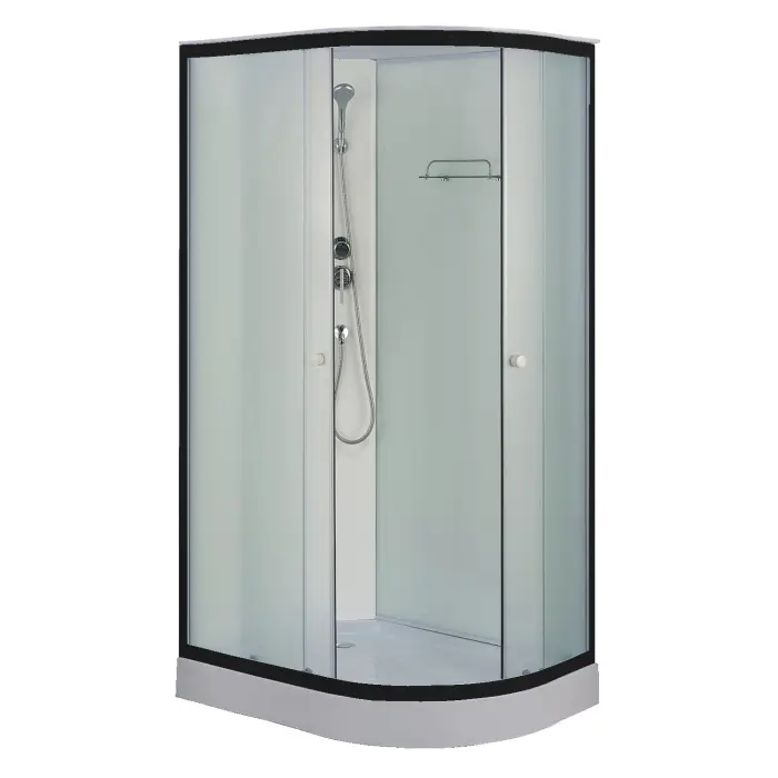 Душевая кабина Loranto 1180х780х2080 левосторонняя, белое заднее стекло, поддон 14 см, матовое стекло 4 мм, профиль черный (CS-876EBTM/W-120)