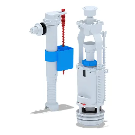 Набор с боковой подводкой Ани Пласт G 1/2", с пластиковым штуцером кнопка белая (WC8010)